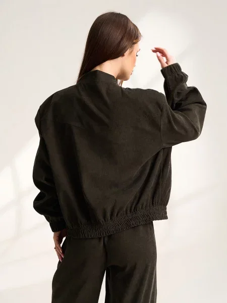 Бомбер ISSA Plus вельвет хакі