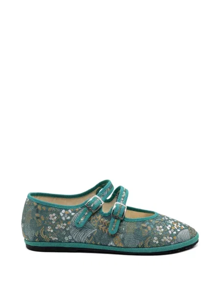 Balerini Gondolina cu model floral din jacard verde