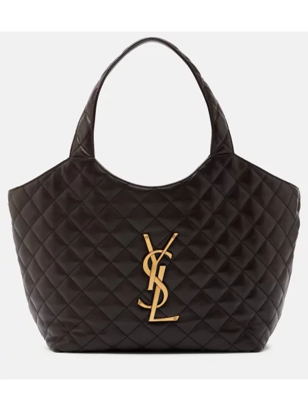 Matlasat geantă shopper Saint Laurent din piele maro
