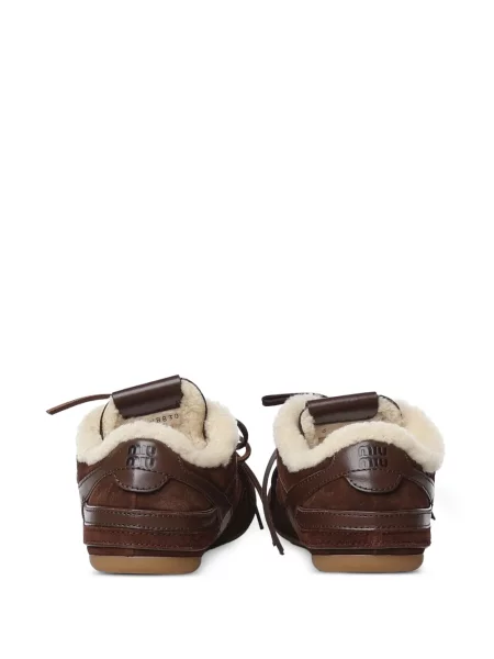 Sneakerși Miu Miu din piele de căprioară maro