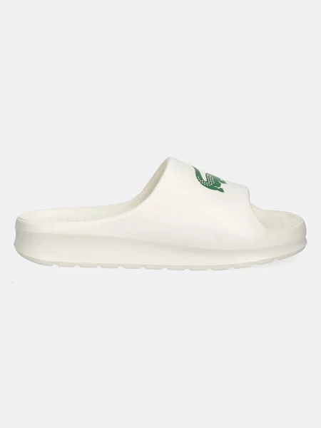 Lacoste klapki SERVE SLIDE beżowy na platformie białe
