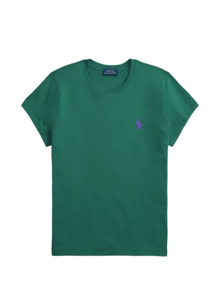 Pletena klasična polo majica Polo Ralph Lauren s autogramom ljubičasta