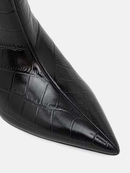 Кожаные сапоги Answear.lab на шпильке черные