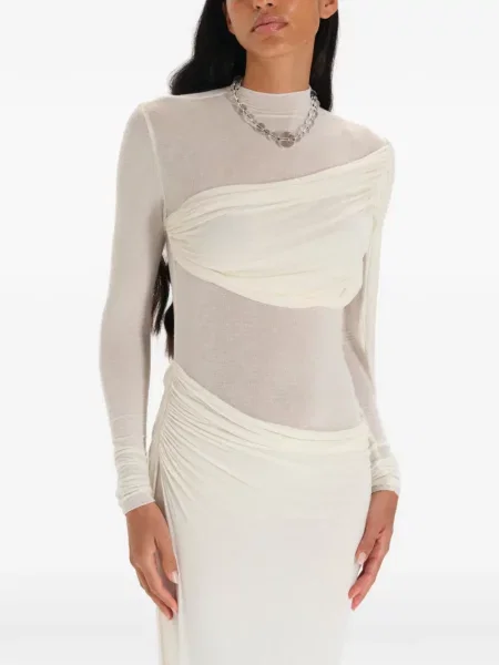Rochie maxi Manuri drapată alb