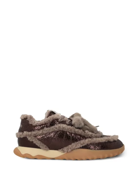 Sneakerși Pinko din piele de oaie maro