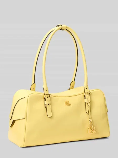 Torba z rączką z naturalnej skóry bydlęcej Lauren Ralph Lauren żółta