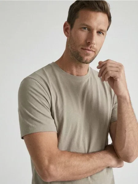 Sinsay koszulka basic beżowy