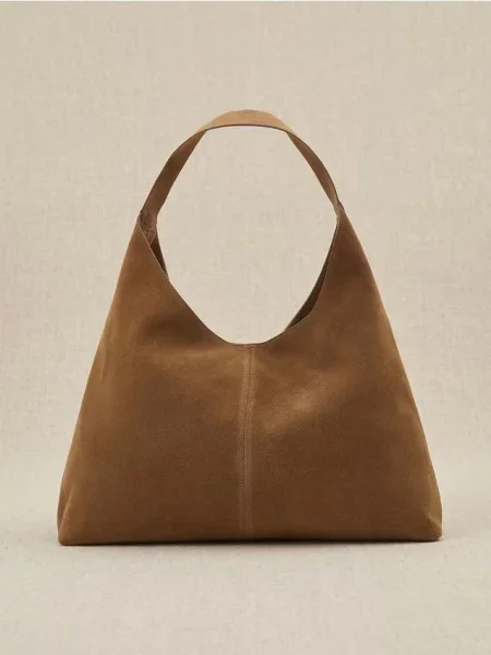 Замшева сумка hobo з проколами коричневий