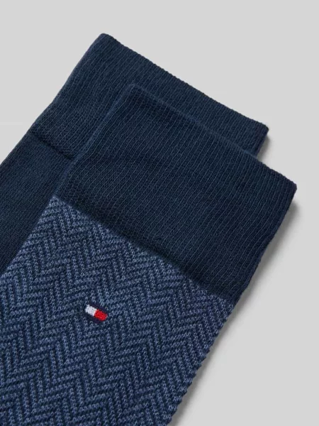 Skarpety długie z bawełny mieszanej w zestawie 2 szt. Tommy Hilfiger granatowe