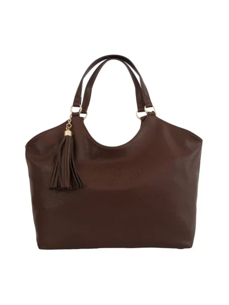 Duża torebka skórzana Liu Jo brązowa