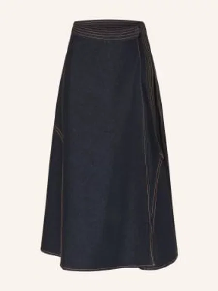 Mm By Max Mara Spódnica Jeansowa Rane W Stylu Kopertowym blau granatowa