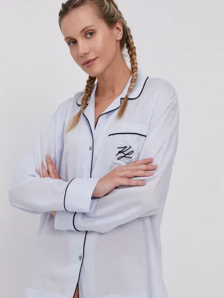Karl Lagerfeld Koszula piżamowa niebieska
