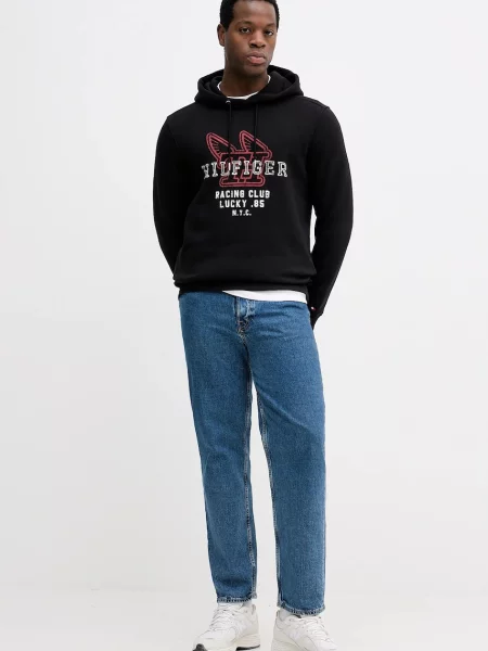 Tommy Hilfiger bluza z kapturem z nadrukiem czarny