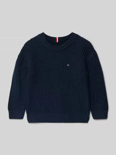 Sweter z dzianiny kroju regular fit z mieszanki bawełny Tommy Hilfiger granatowy