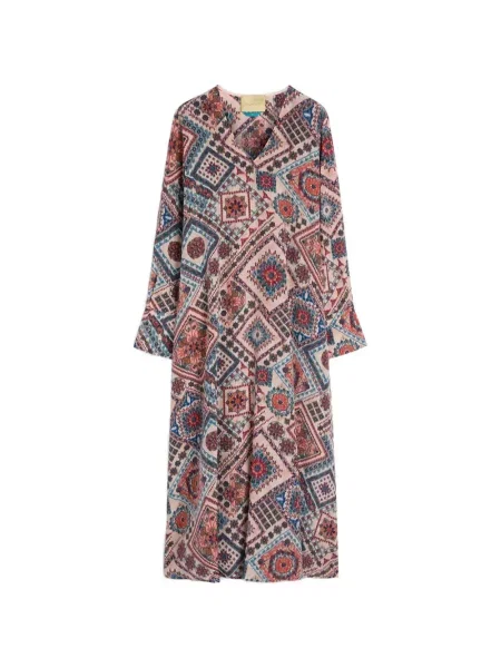 Sukienka Momoni z dekoltem w serek garniturowa różowa