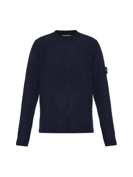 Sweter Stone Island z okrągłym dekoltem z kamieniami niebieski