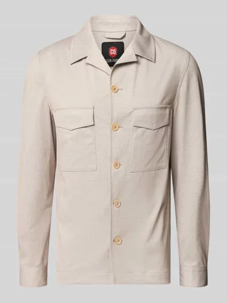 Kurtka koszulowa o kroju slim fit z na piersi model Constantin' Cg - Club Of Gents beżowa