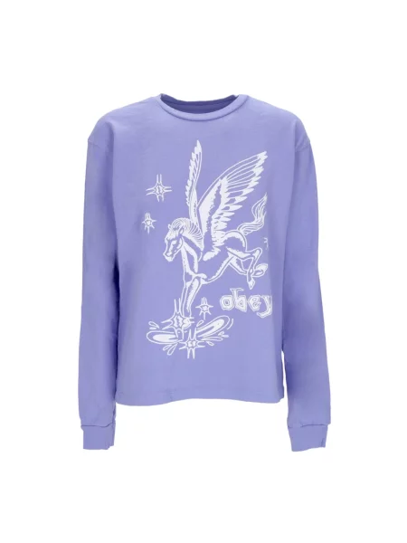 Długa bluza Obey z długim rękawem fioletowa