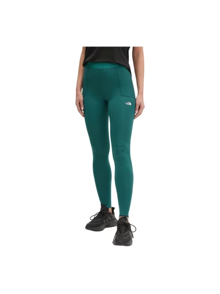 Legginsy The North Face skórzane zielone