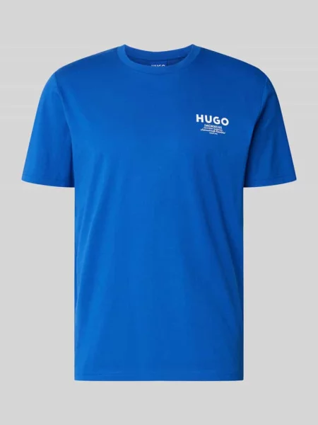 Krój regular fit t-shirt z czystej bawełny model NESPTEE' Hugo Blue niebieska