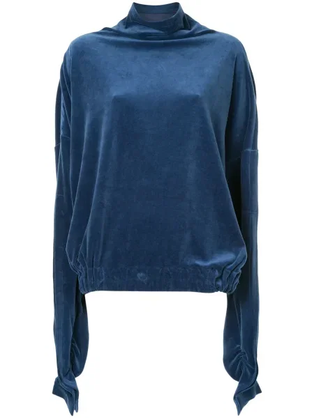 Top Paula Knorr din velur drapat albastru