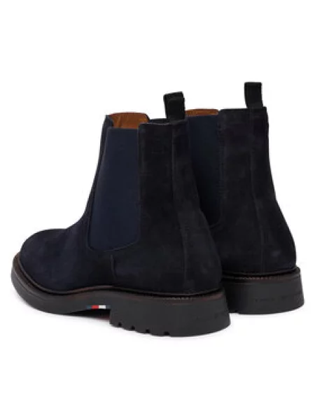Tommy Hilfiger Gležnjarji Chelsea Corporate Casual Suede Chelsea Mornarsko modra