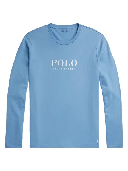 Polo Ralph Lauren Pijama lungă albastru deschis alb