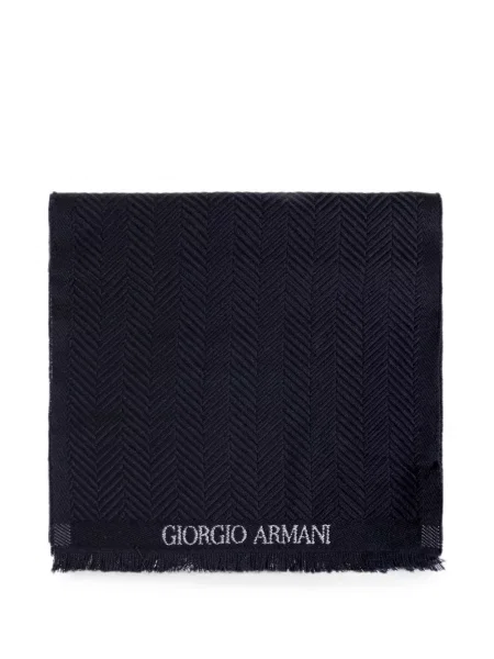 Fular Giorgio Armani de lână cu model herringbone albastru