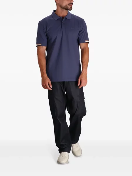 Tricou polo Boss cu autograf albastru