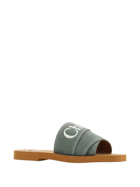 Sandale Chloé cu broderie verde