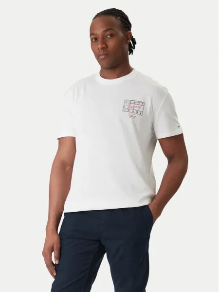 Tommy Jeans Tricou bleumarin / roșu alb
