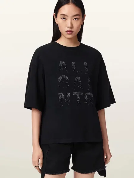 AllSaints tricou oversized pentru femei din STACKS negru