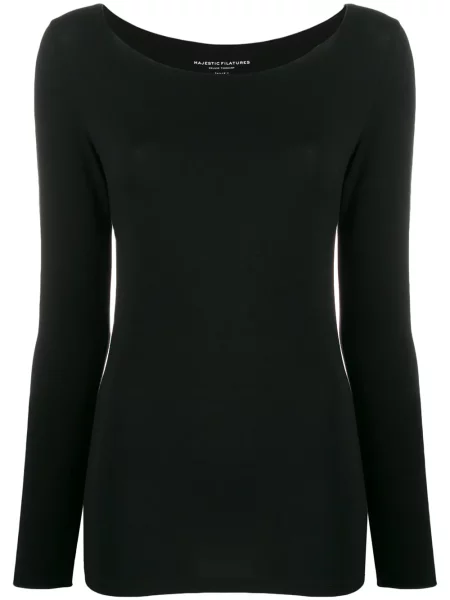 Top Majestic Filatures cu decolteu barcă stretch negru