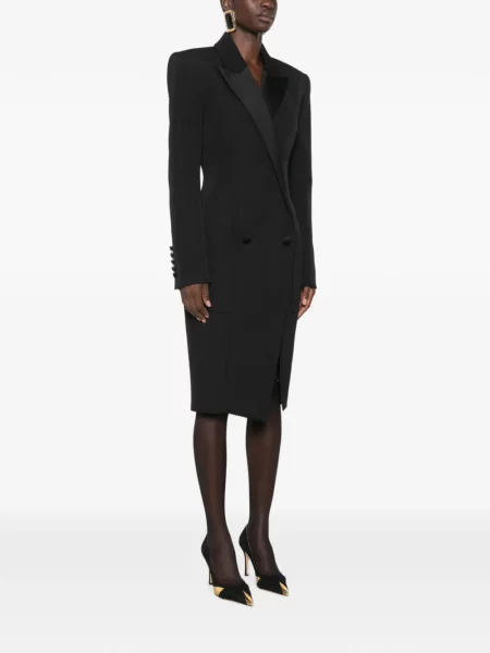Rochie midi Balmain cu două rânduri de nasturi negru
