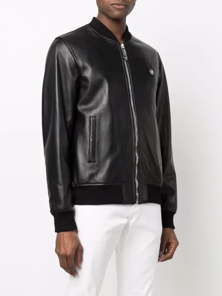 Geanta de piele Philipp Plein negru