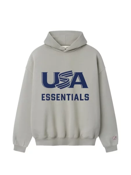 Hanorac cu glugă Fear Of God Essentials cu imagine gri