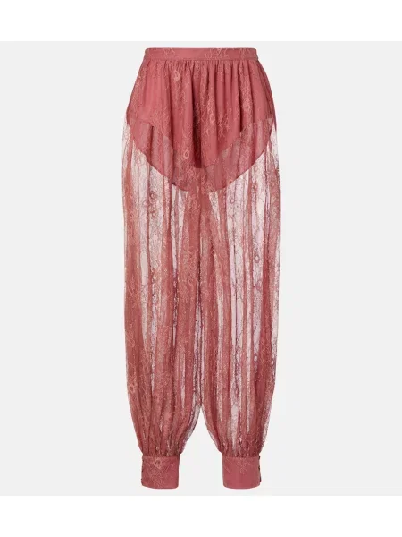Pantaloni Bananhot din dantelă roz