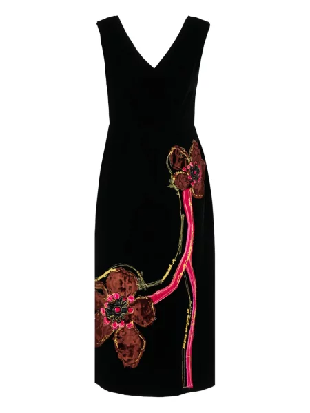 Rochie Prada cu broderie de catifea de costum negru