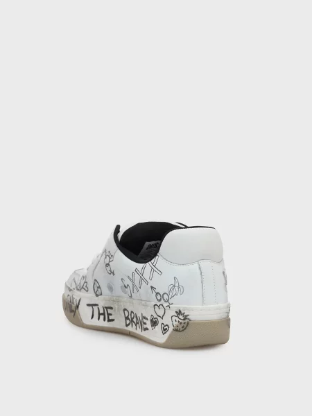 Шкіряні кросівки Diesel з принтом білі