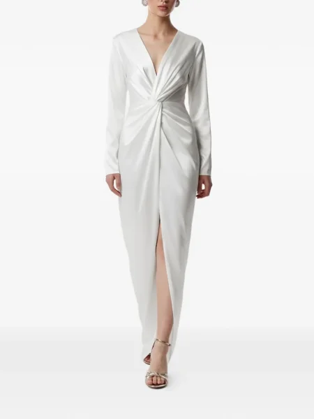 Rochie Framboise cu decolteu în V de costum alb