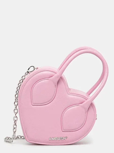 AMBUSH torebka skórzana Heart Top Handle Bag różowy