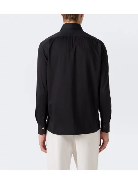 Tricou polo Kiton din poplin negru