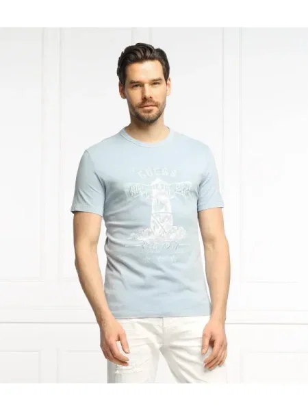 GUESS Tricou Thewat albastru