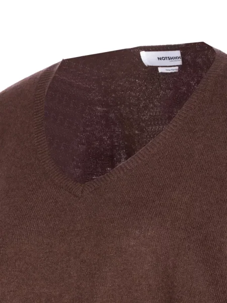 Pulover Not Shy din cașmir cu decolteu în V maro