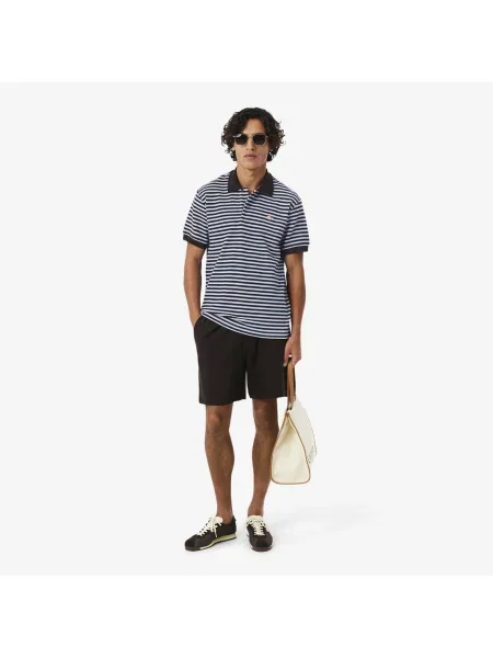 Lacoste Classic Fit Teksturowana Koszulka Polo W Paski niebieski
