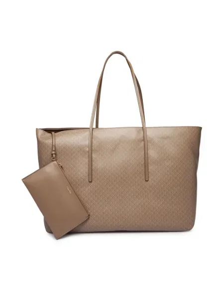 Calvin Klein Geantă Emblem Aop Large Tote W/ Pouch bej