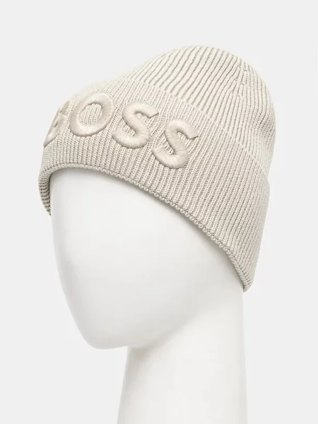 Вовняна шапка Boss Orange вовна бежевий