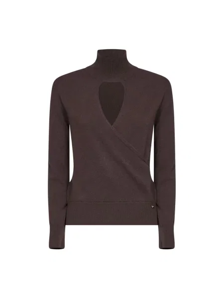 Sweter z golfem Herno wełniany brązowy
