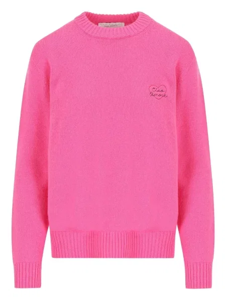 Pulover Giada Benincasa cu broderie din cașmir cu motiv cu inimi roz