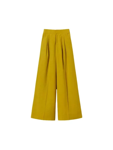 Lniane spodnie Twinset zielone